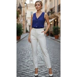 NWOT- Sleeveless collar button down flowy top- Marine Blue- S